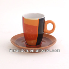 KC-03001high quality large orange tea cup with saucer,simple fashion coffee cup